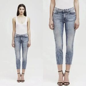 L'AGENCE El Matador Distressed Crop French Slim Jeans, Prism Blue 27